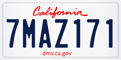 CA license plate 7MAZ171