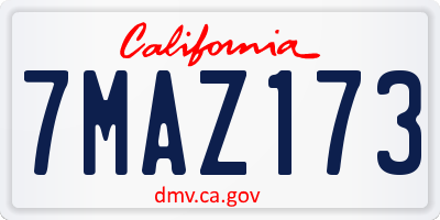 CA license plate 7MAZ173