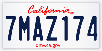 CA license plate 7MAZ174