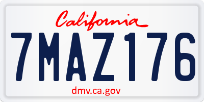 CA license plate 7MAZ176