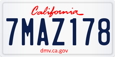 CA license plate 7MAZ178