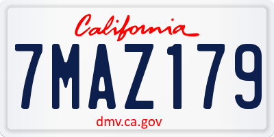 CA license plate 7MAZ179