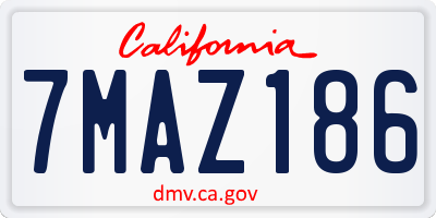 CA license plate 7MAZ186