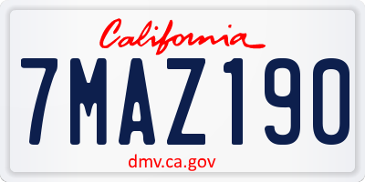CA license plate 7MAZ190