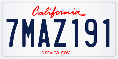 CA license plate 7MAZ191