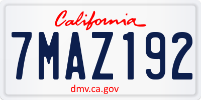 CA license plate 7MAZ192