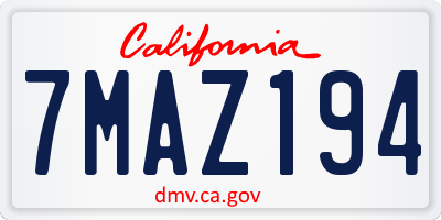 CA license plate 7MAZ194