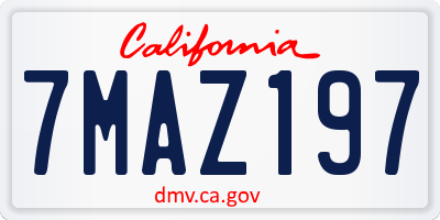 CA license plate 7MAZ197