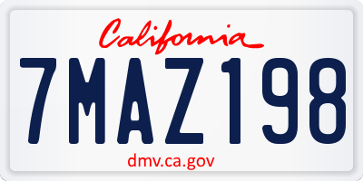 CA license plate 7MAZ198