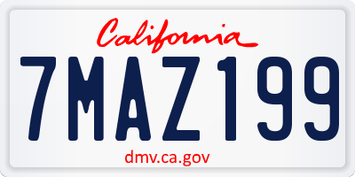 CA license plate 7MAZ199