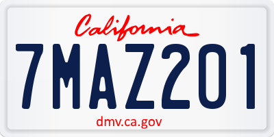 CA license plate 7MAZ201