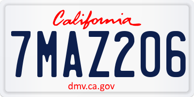 CA license plate 7MAZ206