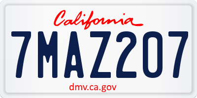 CA license plate 7MAZ207