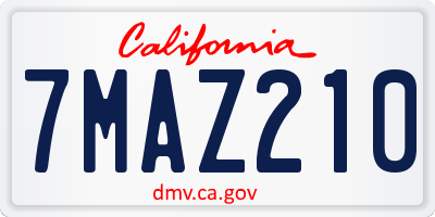 CA license plate 7MAZ210