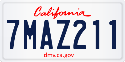 CA license plate 7MAZ211