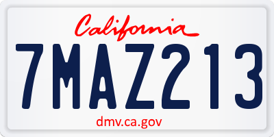 CA license plate 7MAZ213