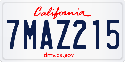 CA license plate 7MAZ215