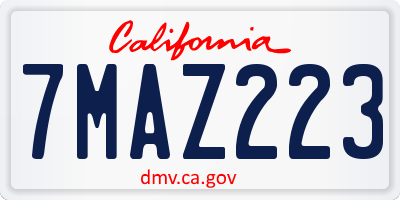 CA license plate 7MAZ223