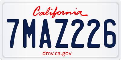 CA license plate 7MAZ226