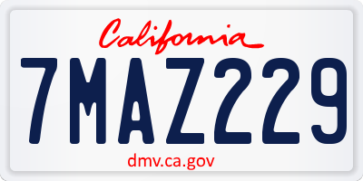 CA license plate 7MAZ229