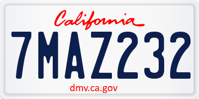 CA license plate 7MAZ232
