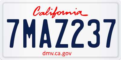 CA license plate 7MAZ237