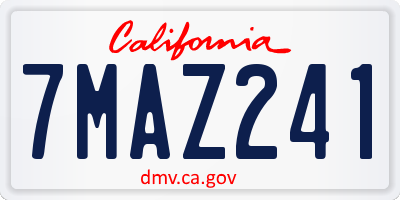 CA license plate 7MAZ241