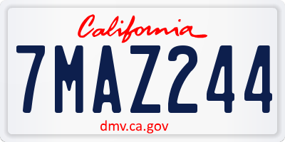 CA license plate 7MAZ244
