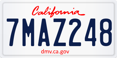 CA license plate 7MAZ248