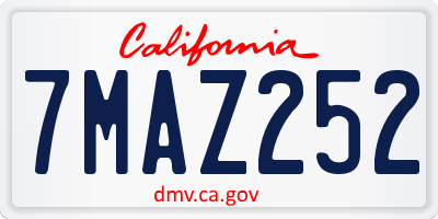 CA license plate 7MAZ252