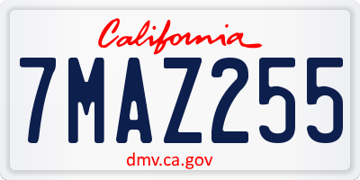 CA license plate 7MAZ255