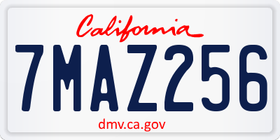 CA license plate 7MAZ256