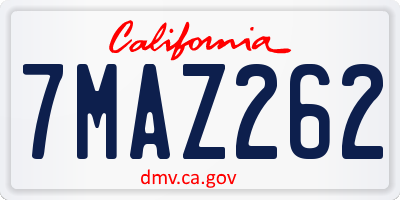 CA license plate 7MAZ262