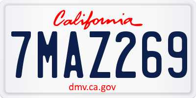 CA license plate 7MAZ269