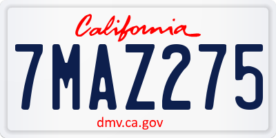 CA license plate 7MAZ275