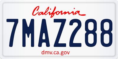 CA license plate 7MAZ288