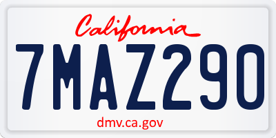 CA license plate 7MAZ290