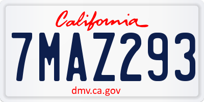 CA license plate 7MAZ293