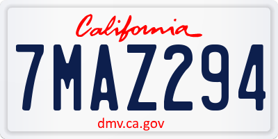 CA license plate 7MAZ294