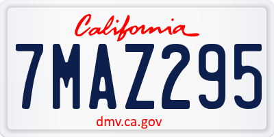 CA license plate 7MAZ295