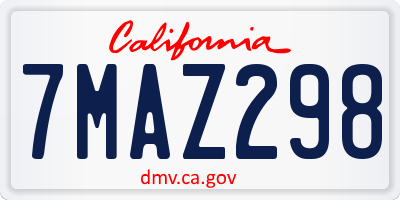 CA license plate 7MAZ298