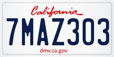 CA license plate 7MAZ303