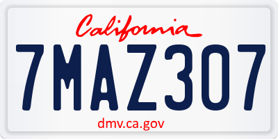 CA license plate 7MAZ307