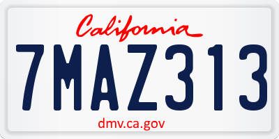 CA license plate 7MAZ313
