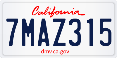 CA license plate 7MAZ315