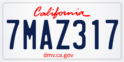 CA license plate 7MAZ317