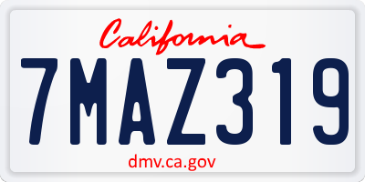 CA license plate 7MAZ319