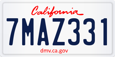 CA license plate 7MAZ331