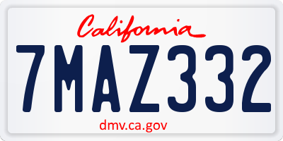 CA license plate 7MAZ332