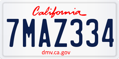 CA license plate 7MAZ334